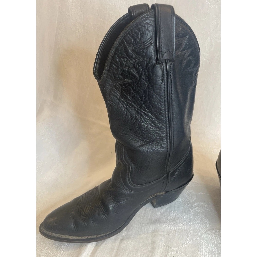 Laredo Womens Cowboy Boots Size 7 Black Leather Vintage Made in USA - Picture 6 of 10